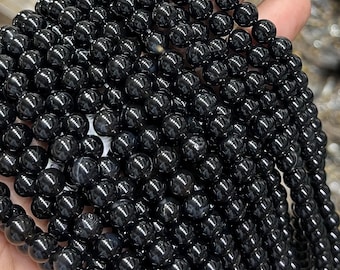AAA Natural Black Onyx Round Beads Gemstone 15" Strand 4mm 6mm 8mm 10mm 12mm