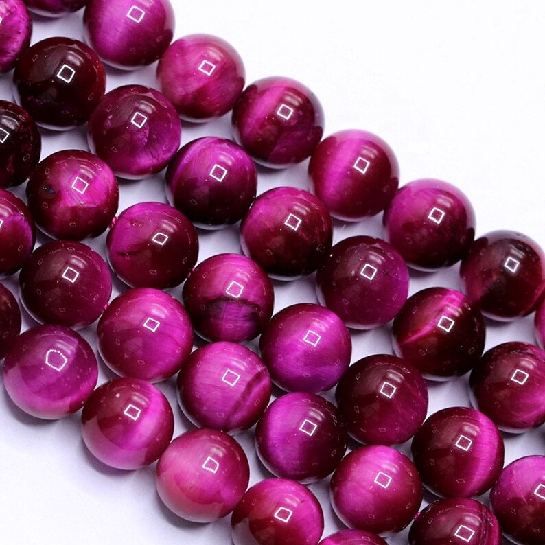 15 Full Strand 8MM Pink Tiger Eye Beads Round Smooth Natural Gemstone Beads 8mm