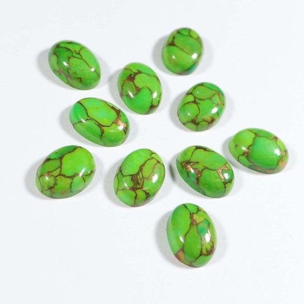 AAA Natural Green Copper Turquoise Oval Cabochon Calibrated size Loose Gems 4x6,5x7,6x8,7x9,8x10,9x11,10x12,10x14,12x16,13x18,18x25,20x30mm