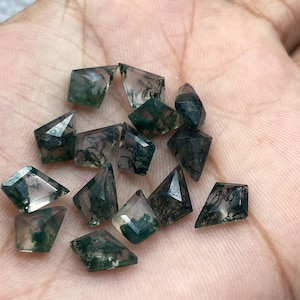 100% Genuine Green Moss Agate Kite Shape Faceted cut Loose Calibrated Tree Agate Jewelry Gemstone 8x12,9x13,10x14,12x16,13x18,15x20mm