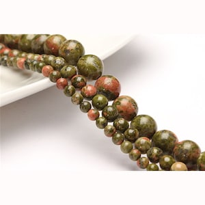 Natural Unakite Round Beads, Unakite Ball Beads 6mm, 8mm, 10mm Beads, Natural Unakite Gemstone Beads