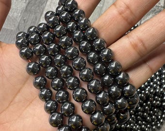 Natural Round Hematite Beads 6mm 8mm 10mm 12mm for Jewelry Making AAA Round Gemstone Loose Beads 15" Wholesale Price