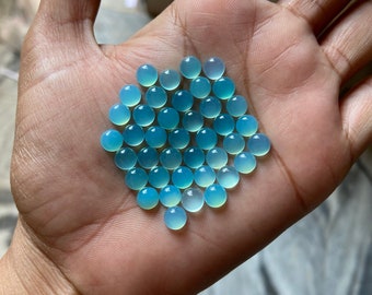 Aqua Chalcedoon 6 mm ronde cabochon – veel van 25 stuks – hemelsblauwe edelstenen voor het maken van sieraden, glad gepolijste cabochons groothandel