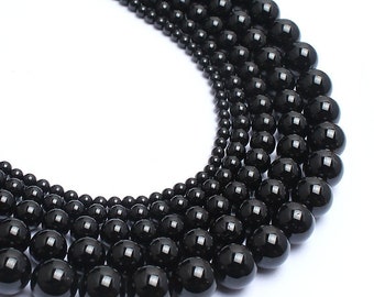 Natural Black Tourmaline 6mm,8mm,10mm,12mm Loose Round Beads, Tourmaline Gemstone Beads 15.5 Inch Full Strand