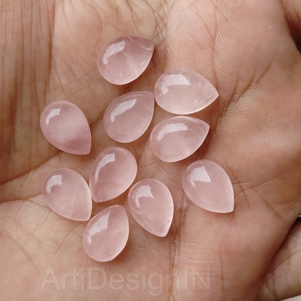 Natural Rose Quartz Pear Cabochon Calibrated size Loose Gemstone 5x7,6x8,7x9,8x10,9x11,10x12,10x14,12x16,13x18,15x20,16x22,18x25,20x30 mm