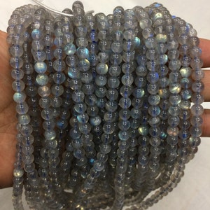 Grade AAA Natural Labradorite Beads Blue Flash Labradorite 4mm 5mm 6mm 7mm 8mm Smooth Round Stone Round Loose Beads 13.5&quot;