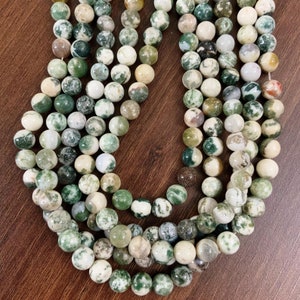 Natural Green Tree Agate Gemstone AAA Round 4mm 6mm 8mm 10mm Round Beads Smooth Round Natural Agate Beads