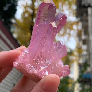 Aura Titanium Pink Quartz/Pink Crystal Cluster/Electroplated Pink/Healing Crystal/Meditation Quartz/Gift/Randomly Pick from Inventory