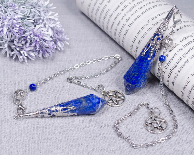 Wholesale Polished Lapis Lazuli Crystal PendulumLapis Lazuli PendulumNecklaceMeditationPendantGiftDecorChakra