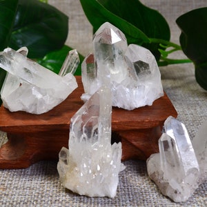 Racimo de cristal de cuarzo diminuto natural transparente, punta pequeña, selección aleatoria, 10-120 g, decoración de cristal de cuarzo transparente, cristal psíquico para meditación.