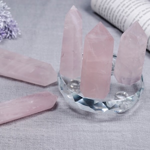 3 PCS Beautiful Natural Rose Quartz Point/Rose Quartz Crystal Tower/Rose Quartz Tower/Points for Jewelry Making/Gift/Healing Stone image 1