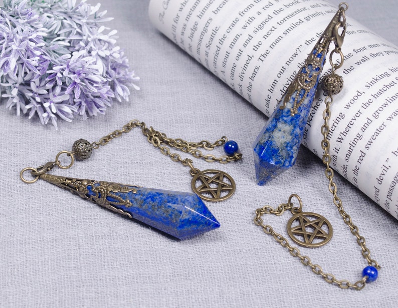 Wholesale Polished Lapis Lazuli Crystal PendulumLapis Lazuli PendulumNecklaceMeditationPendantGiftDecorChakra