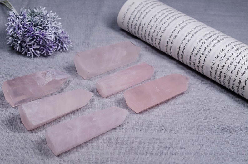 3 PCS Beautiful Natural Rose Quartz Point/Rose Quartz Crystal Tower/Rose Quartz Tower/Points for Jewelry Making/Gift/Healing Stone image 3