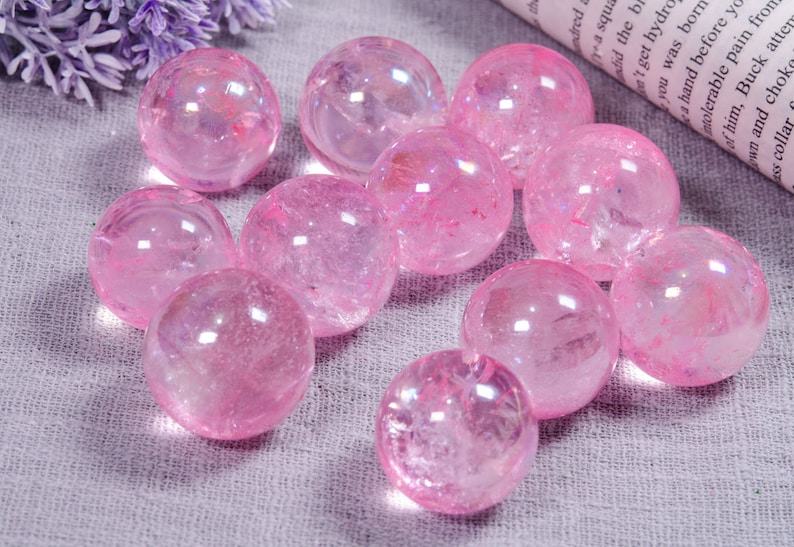 Wholesale Beautiful Pink Aura Clear Crystal Sphere/Polished Etsy