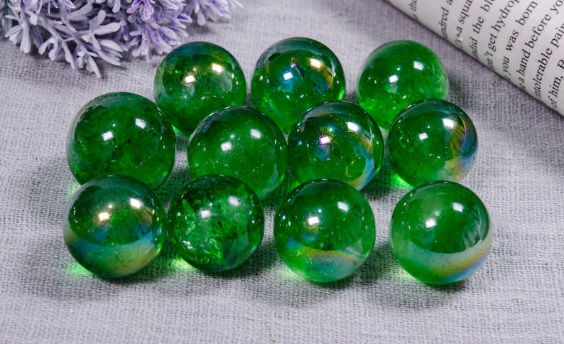 Wholesale Beautiful Green Aura Clear Crystal SphereNatural Gemstone Round CrystalJewelry MakingCollectionDecorGift