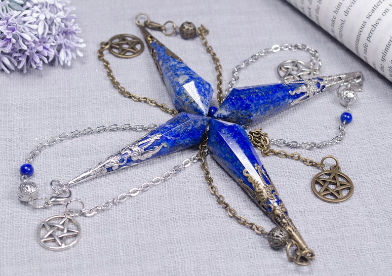 Wholesale Polished Lapis Lazuli Crystal PendulumLapis Lazuli PendulumNecklaceMeditationPendantGiftDecorChakra