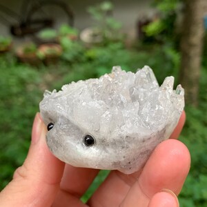 Clear Quartz Hedgehog/Natural Clear White Crystal Cluster/Crystal Sculpture/Crystal Carvings/Gift for Child/Healing Crystal image 6