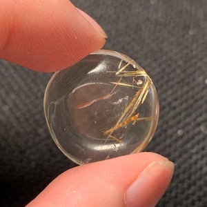 Natürlicher Gold Rutilquarz / ovaler Rutilkristall / klarer Quarz / goldener Nadelkristallanhänger / Udrilled / Schmuckherstellung / 5g 21 * 6mm