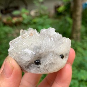 Clear Quartz Hedgehog/Natural Clear White Crystal Cluster/Crystal Sculpture/Crystal Carvings/Gift for Child/Healing Crystal image 3