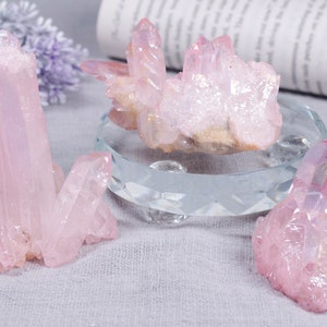 Bulk sale Beautiful Pink Aura  Crystal Cluster/ Natural Raw Crystal/Quartz Mineral Crystal Cluster/Gift/Decor/Chakra/Reiki/electroplated