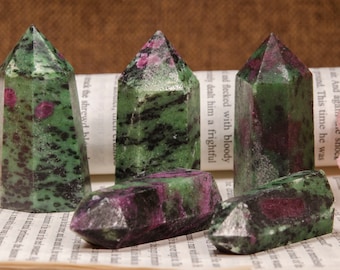 Wholesale Natural Ruby in Zoisite Quartz Point/Ruby in Zoisite Crystal Tower/Points for Jewelry Making/Gift/Healing Stone