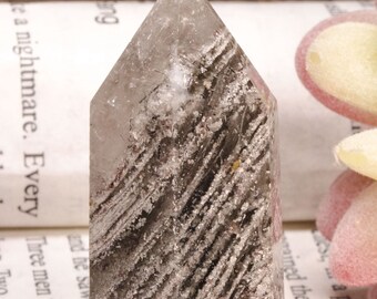 Phantom Crystal Gray Multi-inclusions Crystal Point Natural Crystal Tower Energy Healing Crystal Obelisk