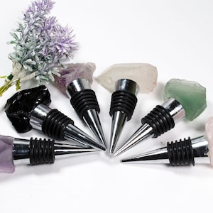 Wine Bottle Stopper/Polished Faceted Natural Clear crystal/Rose Crystal/Raw Gemstone Customization/Fluorite/Obsidian/Amethyst/Wedding/Party