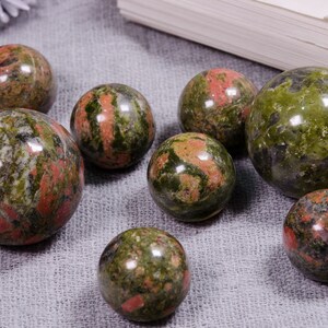 Wholesale Natural Unakite Sphere With Black Line/Polished Unakite Ball/Gemstone Beads/Decor/DIY Making Jewelry/Gift