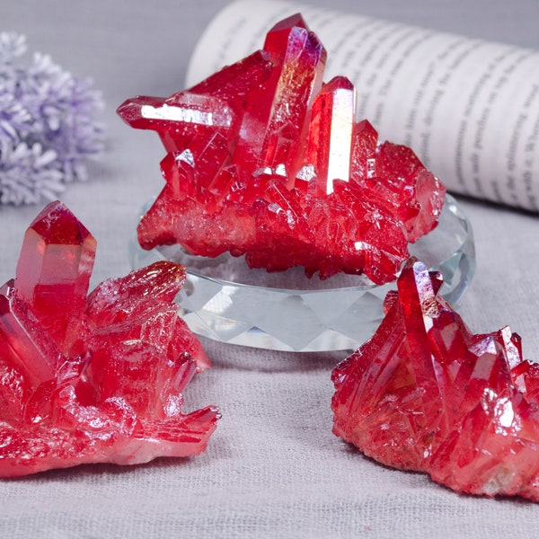 Bulk sale Beautiful Red Aura Crystal Cluster/ Natural Raw Crystal/Quartz Mineral Crystal Cluster/Gift/Decor/Chakra/Reiki