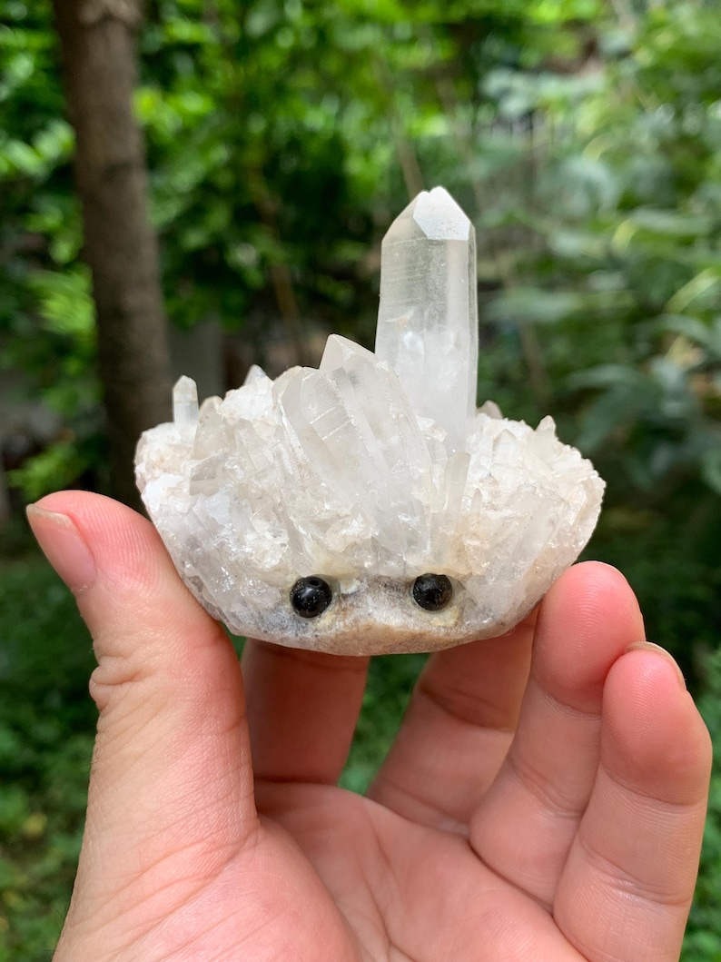 Clear Quartz Hedgehog/Natural Clear White Crystal Cluster/Crystal Sculpture/Crystal Carvings/Gift for Child/Healing Crystal image 1