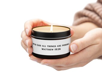 Tin Candle 'With God All Things Are Possible Matthew 19:26