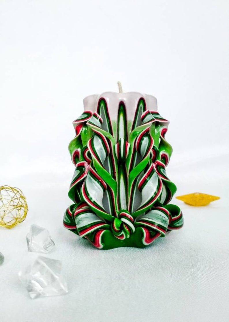 Small green carved candle was made for st Patrick/'s day.