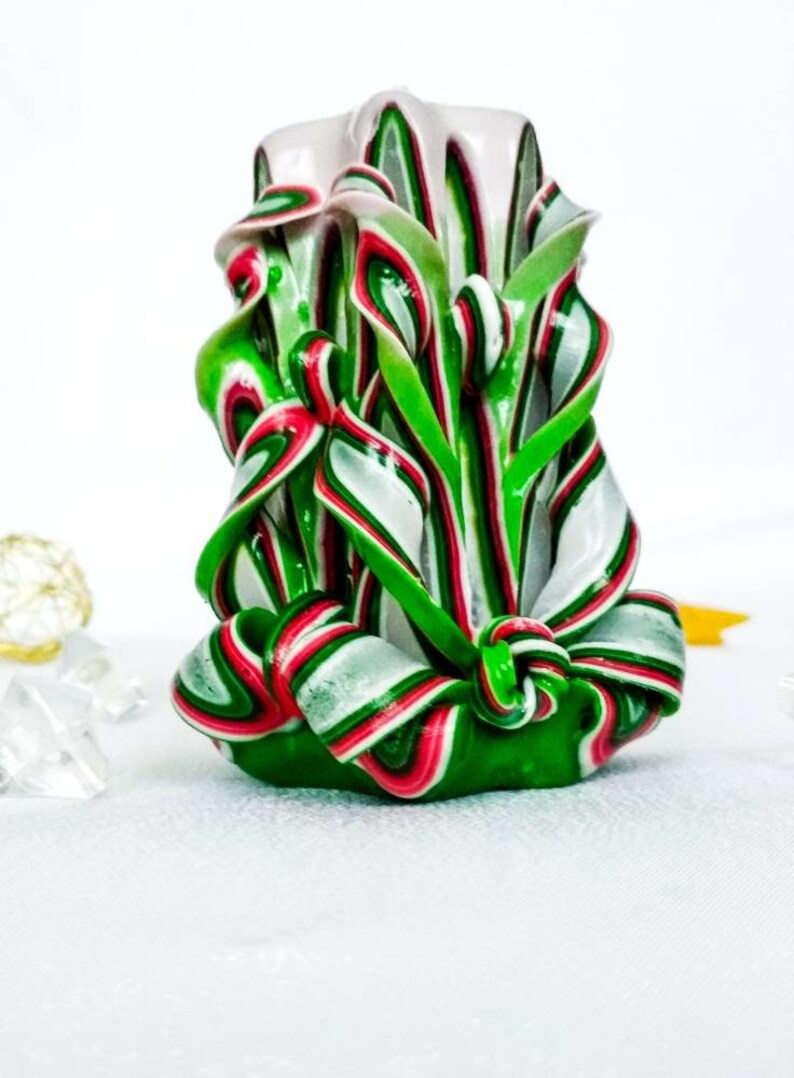 Small green carved candle was made for st Patrick/'s day.