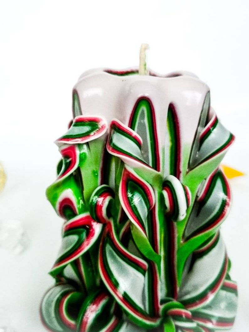 Small green carved candle was made for st Patrick/'s day.