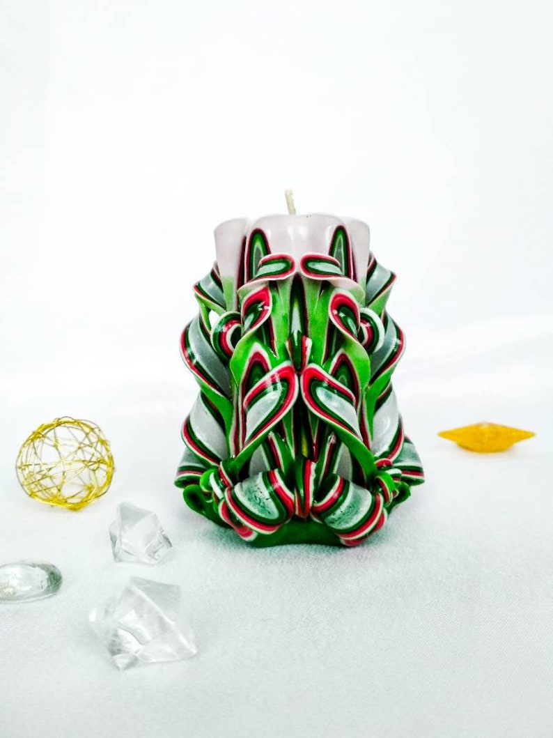 Small green carved candle was made for st Patrick/'s day.