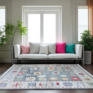 Grey Modern Oushak Hand Knotted Rug 4x6, 5x8, 6x9, 8x10, 9x12, 10x14 ft Handmade Rugs for Living Room - Antique Contemporary rug