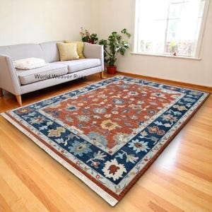 Orange Oushak style Hand Knotted Rug 4x6, 5x8, 6x9, 8x10, 9x12, 10x14 ft Handmade Rugs for Living Room - Antique Contemporary rug