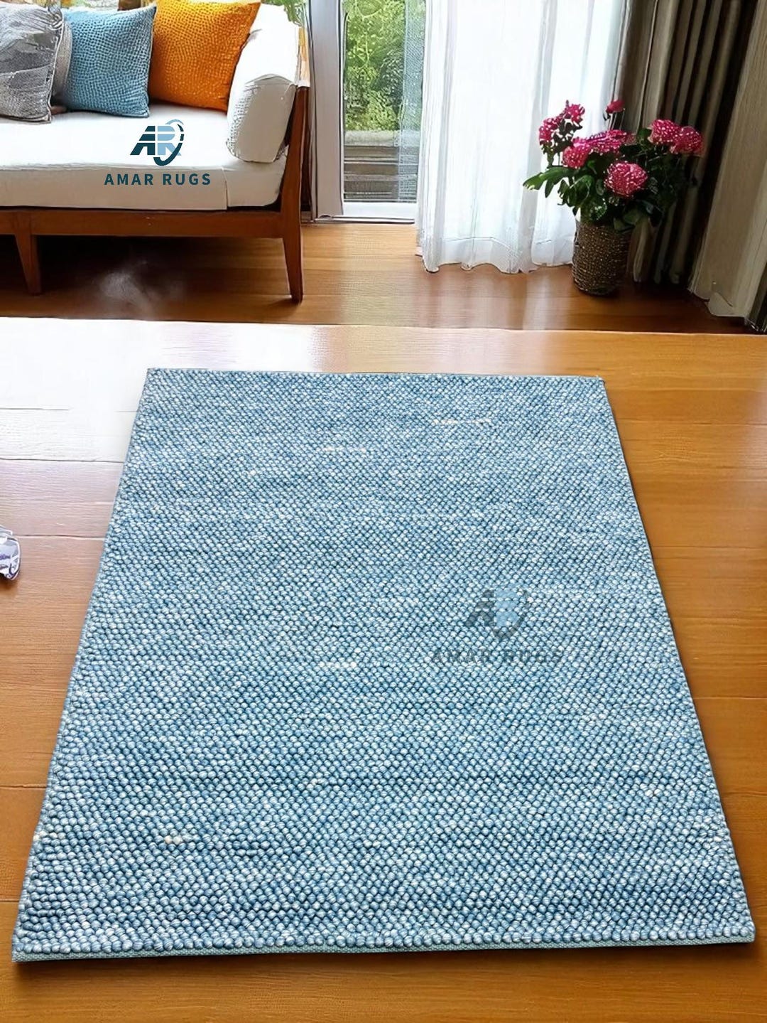 手織りウールのバブルラグ：ヴィンテージボヘミアンモロッコ風