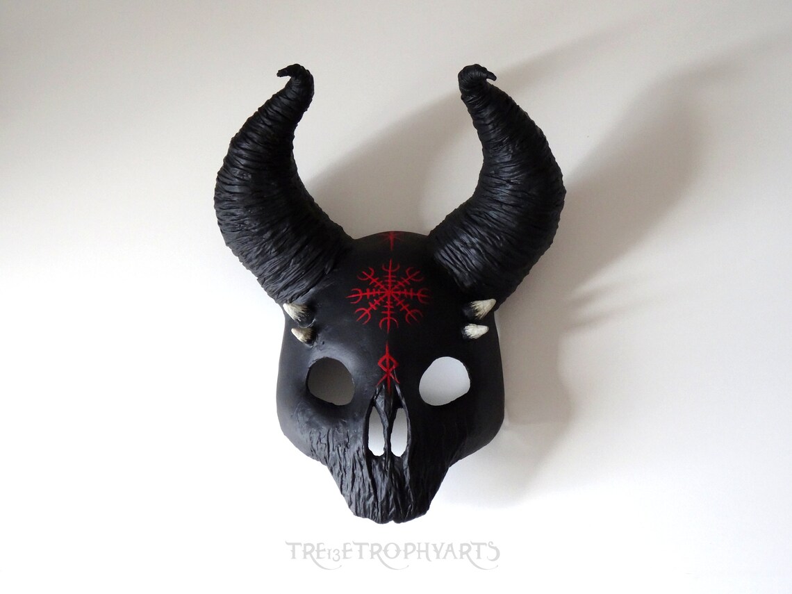 Black Pagan Creature Skull Mask Helm of Awe Aegishjalmur Etsy