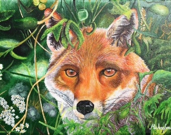 Original Fox Painting in Acrylic on Stretched Canvas