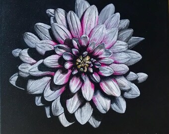 Original Dahlia Painting - Acrylic paint on stretched canvas