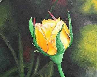 Original Rosebud Painting - Acrylic on stretched canvas