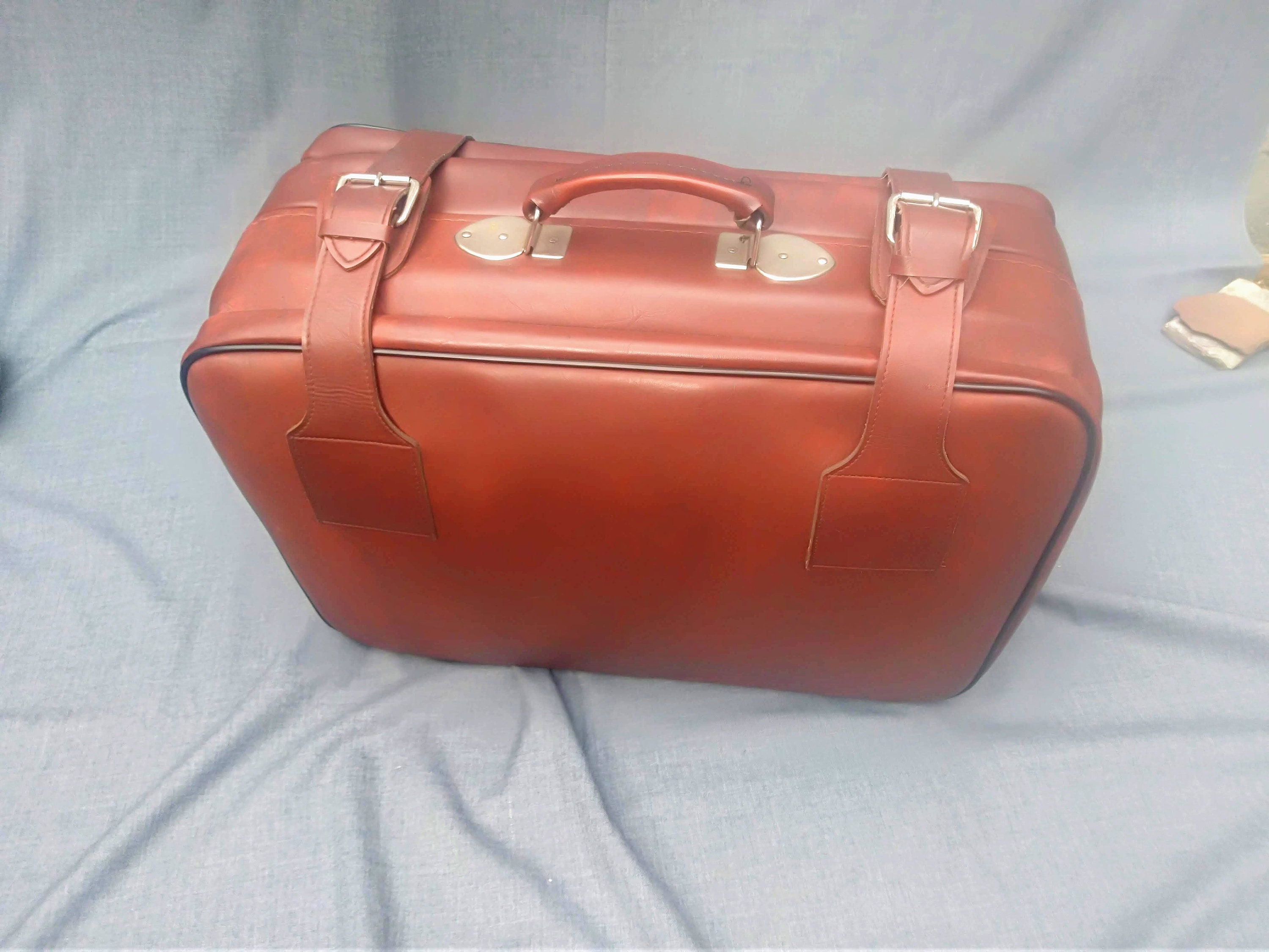 Vintage eco leather suitcase travel luggage 80s Etsy