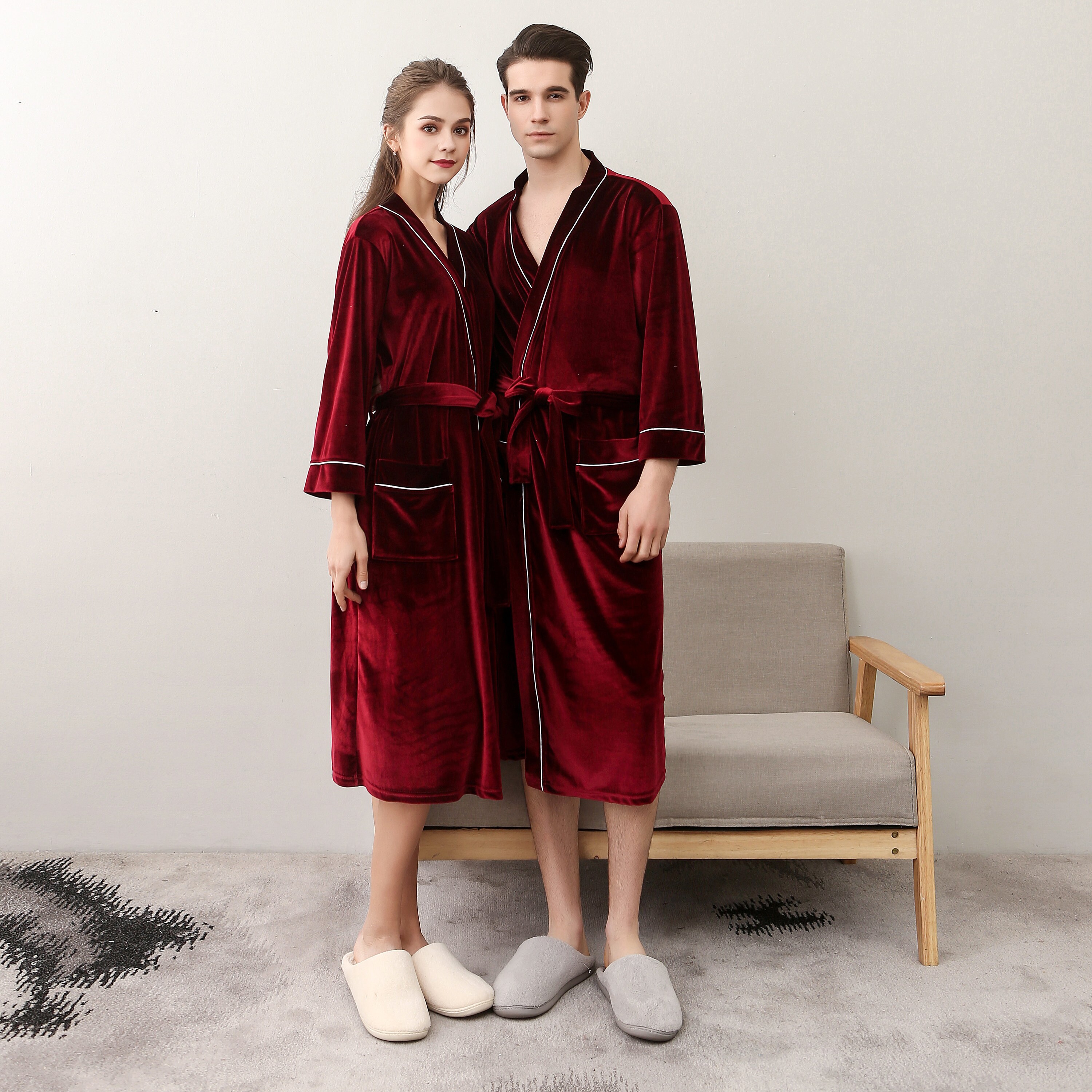 Couple Long Bathrobes Velvet Robe Long Velvet Robe Couple Etsy