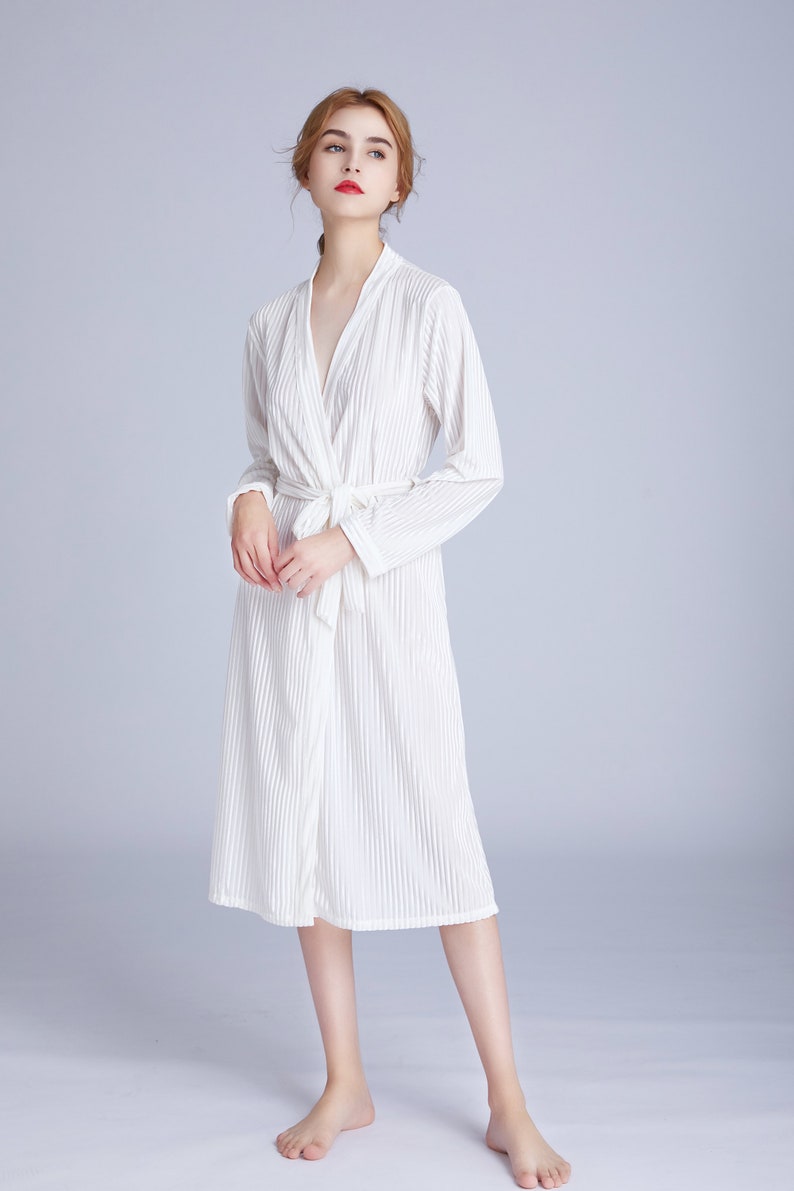Women Long Velvet Bridesmaid Lightweight Bathrobe Spa Robes Etsy