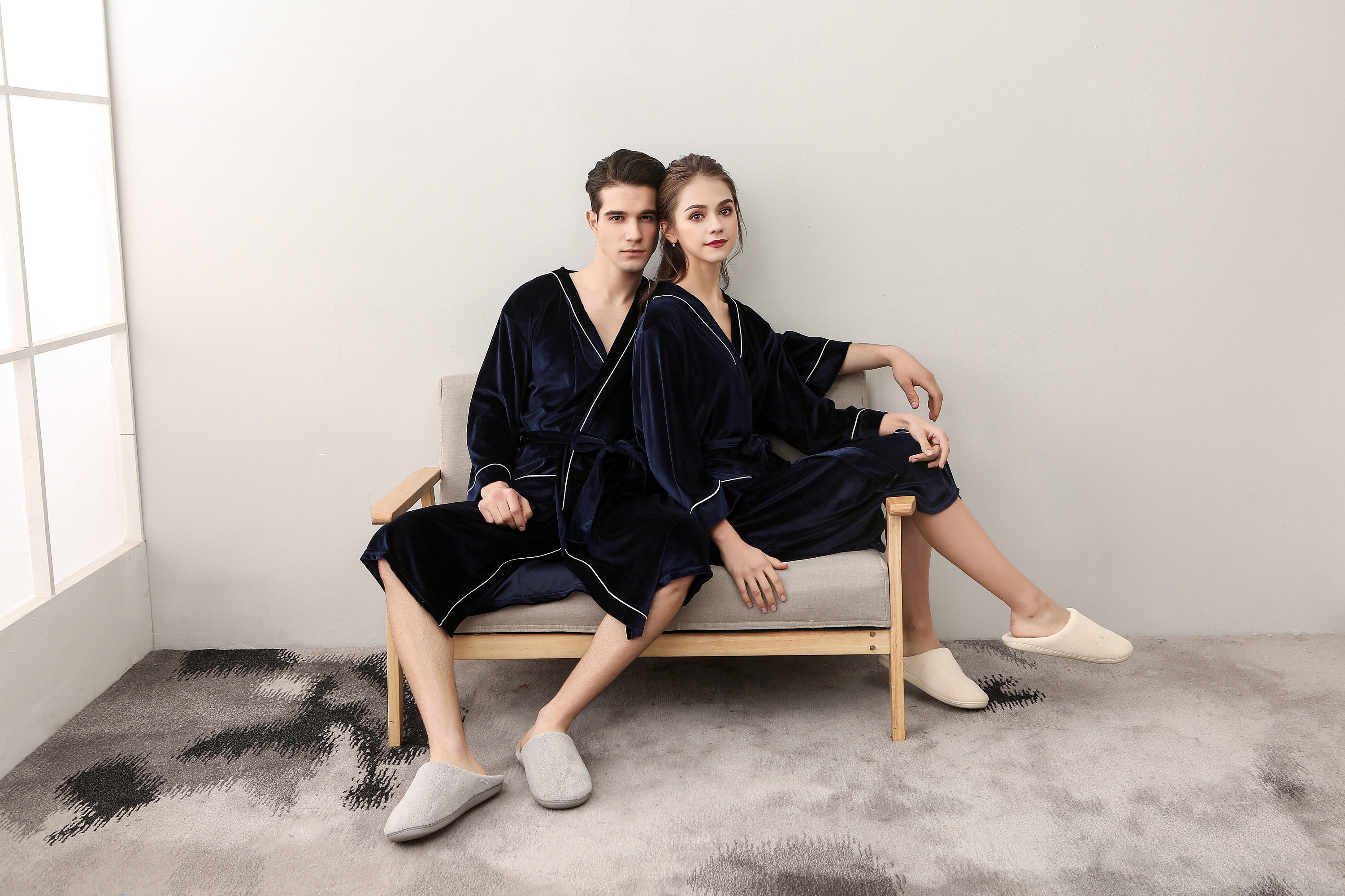 Couple Long Bathrobes Velvet Robe Long Velvet Robe Couple Etsy