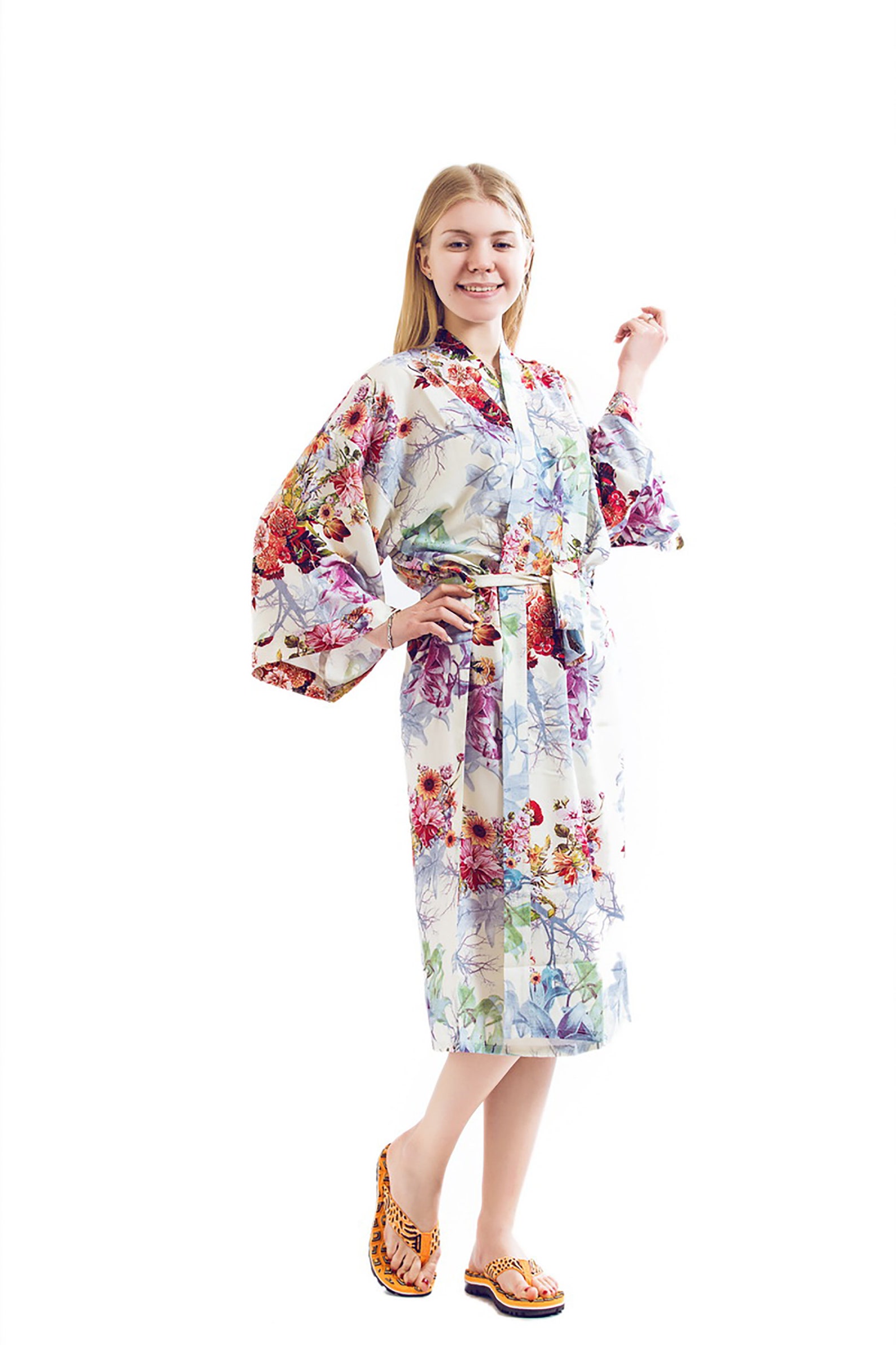 SALE Floral Print Long Cotton Robe Dressing Gown Bridesmaid Etsy