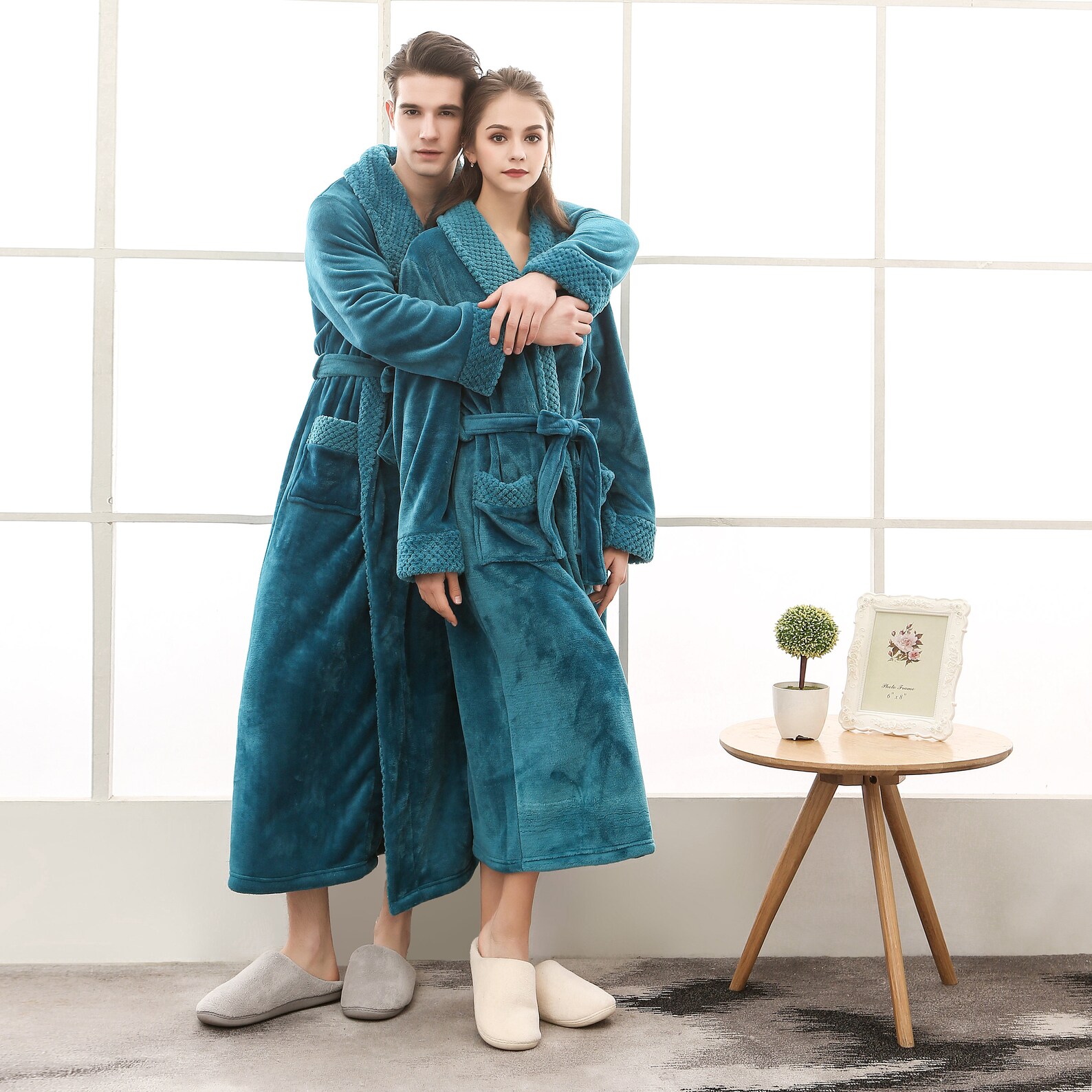 Couple Long Bathrobes Fashion Nightgown Men's Coral Fleece Etsy