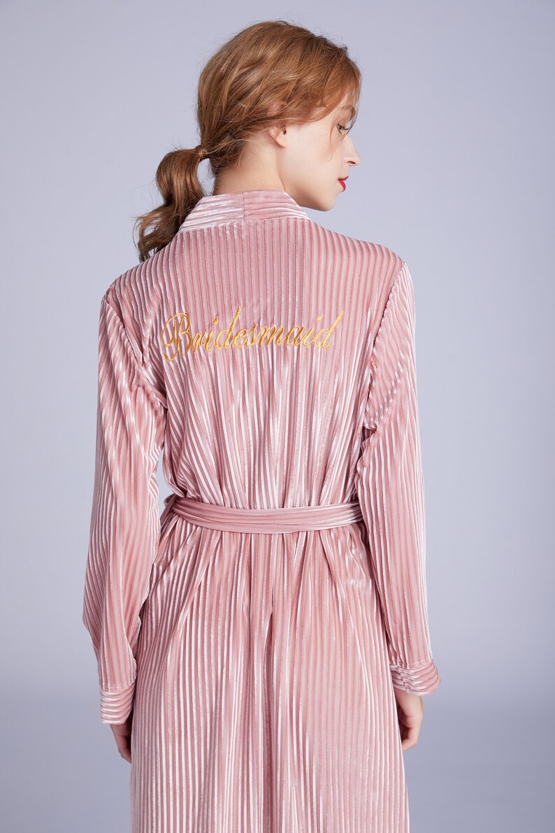 Women Long Velvet Bridesmaid Lightweight Bathrobe Spa Robes Etsy