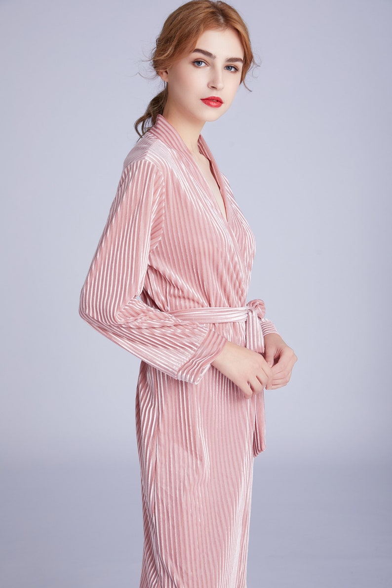 Women Long Velvet Bridesmaid Lightweight Bathrobe Spa Robes Etsy